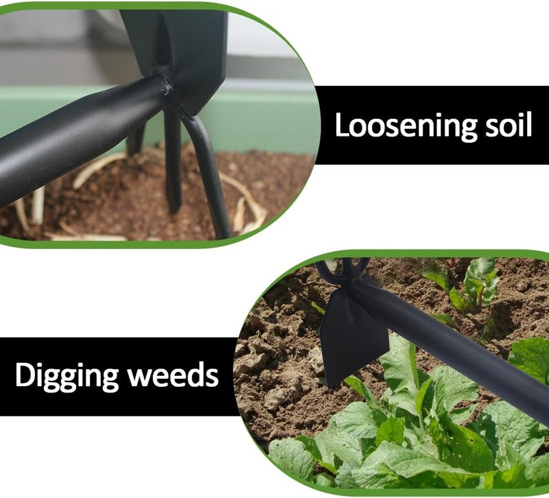 Lehood Garden Hoe and Cultivator, Long Heavy Duty Hand Hoe with Tiller, 2 Section Handle, Carbon Steel Blade, Cultivator Hoe Garden Tools for Loosening Soil, Digging - Image 4